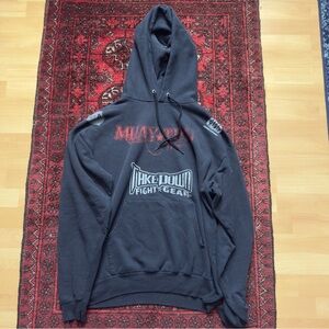 Y2K Faded Hanes “Take Down Fight Gear” Muay Thai Graphic Print Hoodie Mens Large